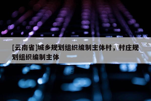 [云南省]城鄉(xiāng)規(guī)劃組織編制主體村，村莊規(guī)劃組織編制主體